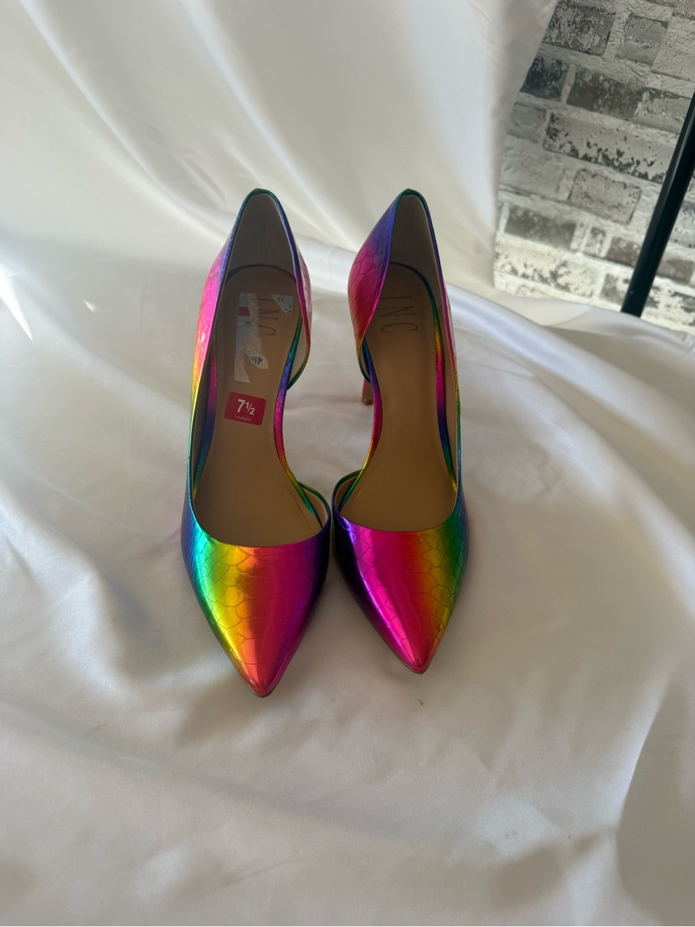 INC International Concepts Rainbow Iridescent Pointed-Toe Heels